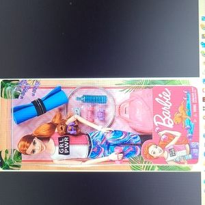 Barbie Fitness Doll, Red Haired, with Puppy and 9 Accessories